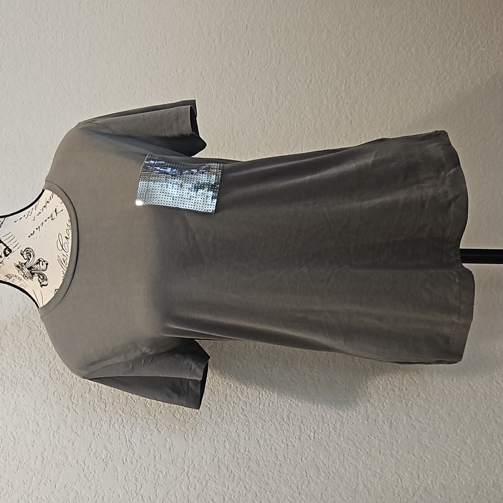 Sequin Pocket Short Sleeve Top